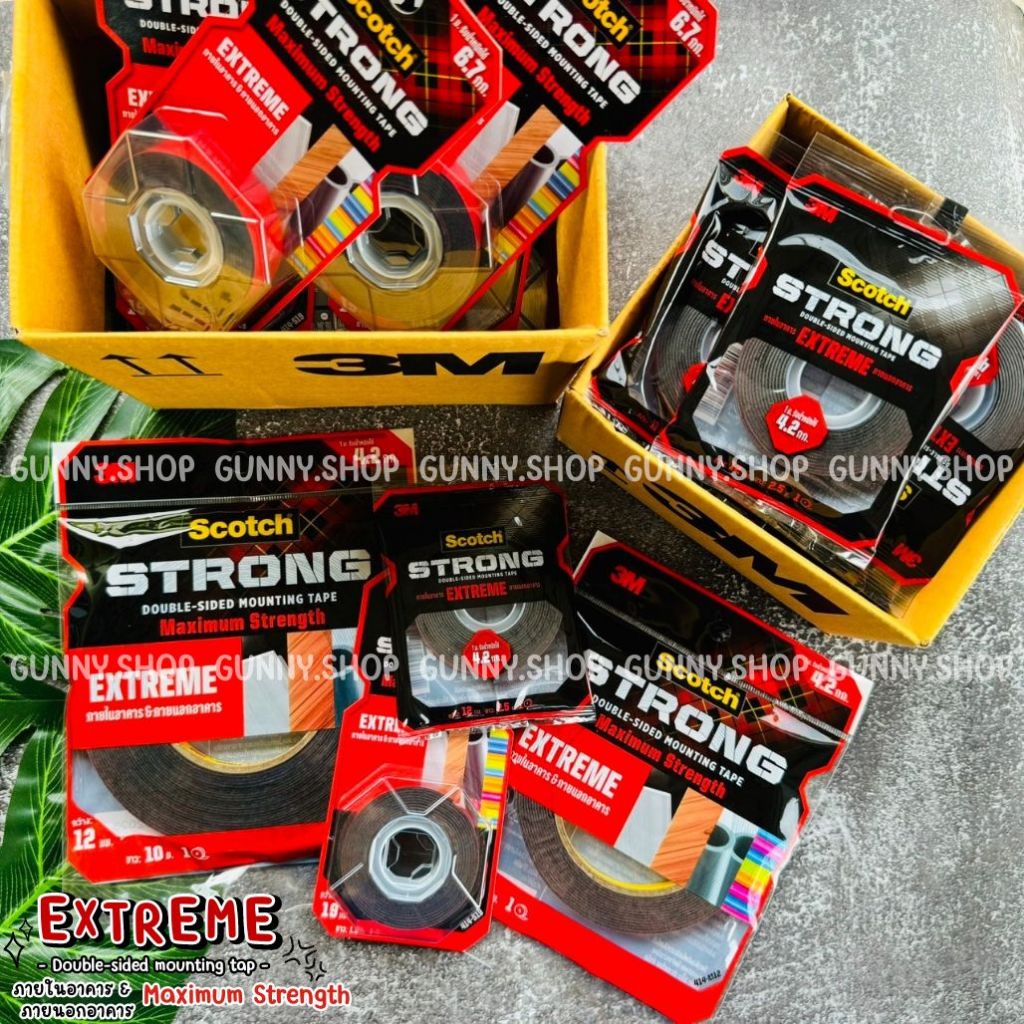 3M Scotch Extreme Mounting Tape เทปกาวสีดำ เทปกาวสองหน้าแรงยึดติดสูง เทปกาวติดภายในอาคารและภายนอกอาค