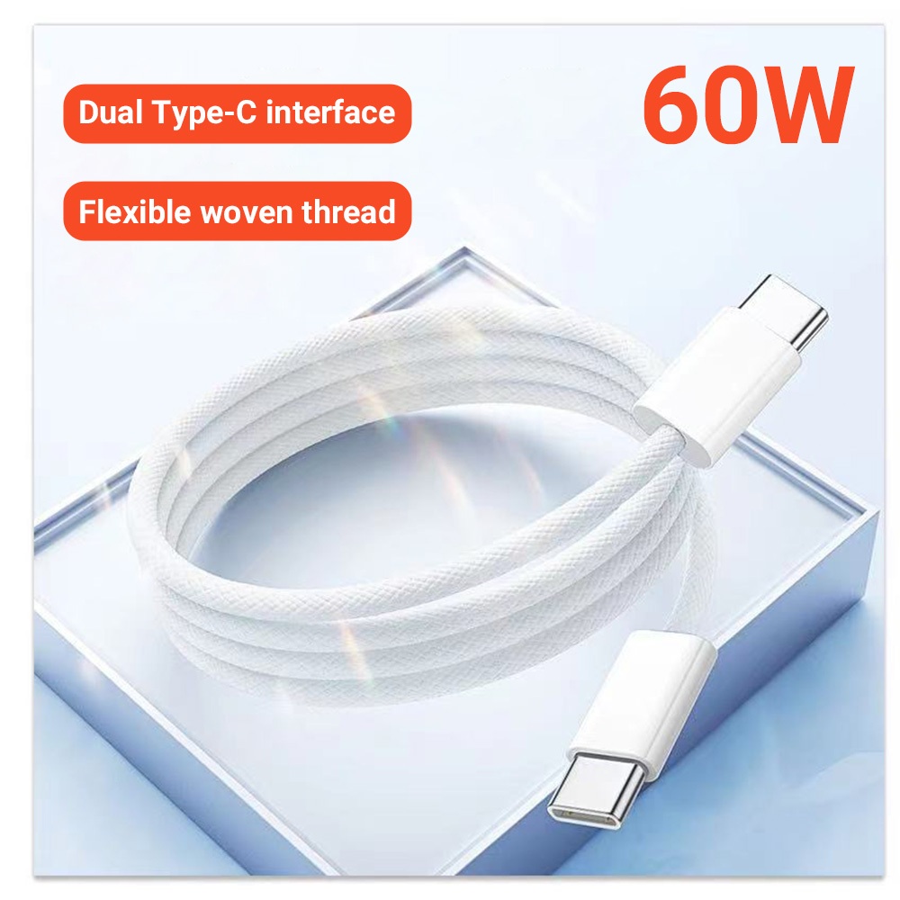🔥ส่งจากไทย🔥สายเคเบิลข้อมูล 60W TPE PD, type-c ถึง type-c 3A ชาร์จเร็วหัวคู่, เหมาะสำหรับการชาร์จ Apple 15