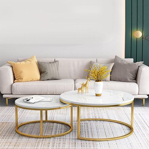 Yifeng ชุดโต๊ะกลาง โต๊ะรับแขก โต๊ะโครงเหล็กลายหินอ่อน Z 8867 8866