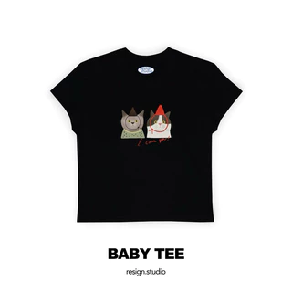 resign studio เสื้อ baby tee ลาย i love you cat💞