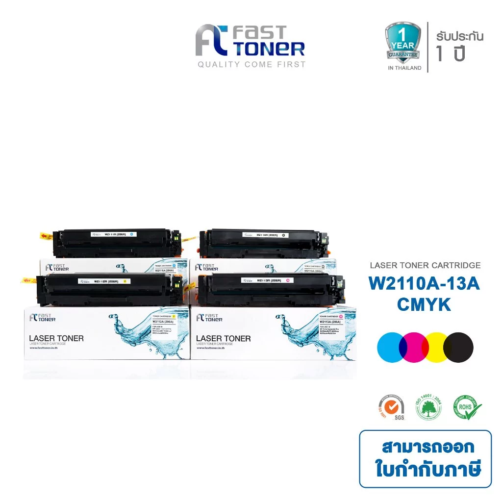 [HP 206A] Fast Toner หมึกเทียบเท่า (มีชิป) (W2110A W2111A W2112A W2113A) For printer HP M283fdw M255 M282