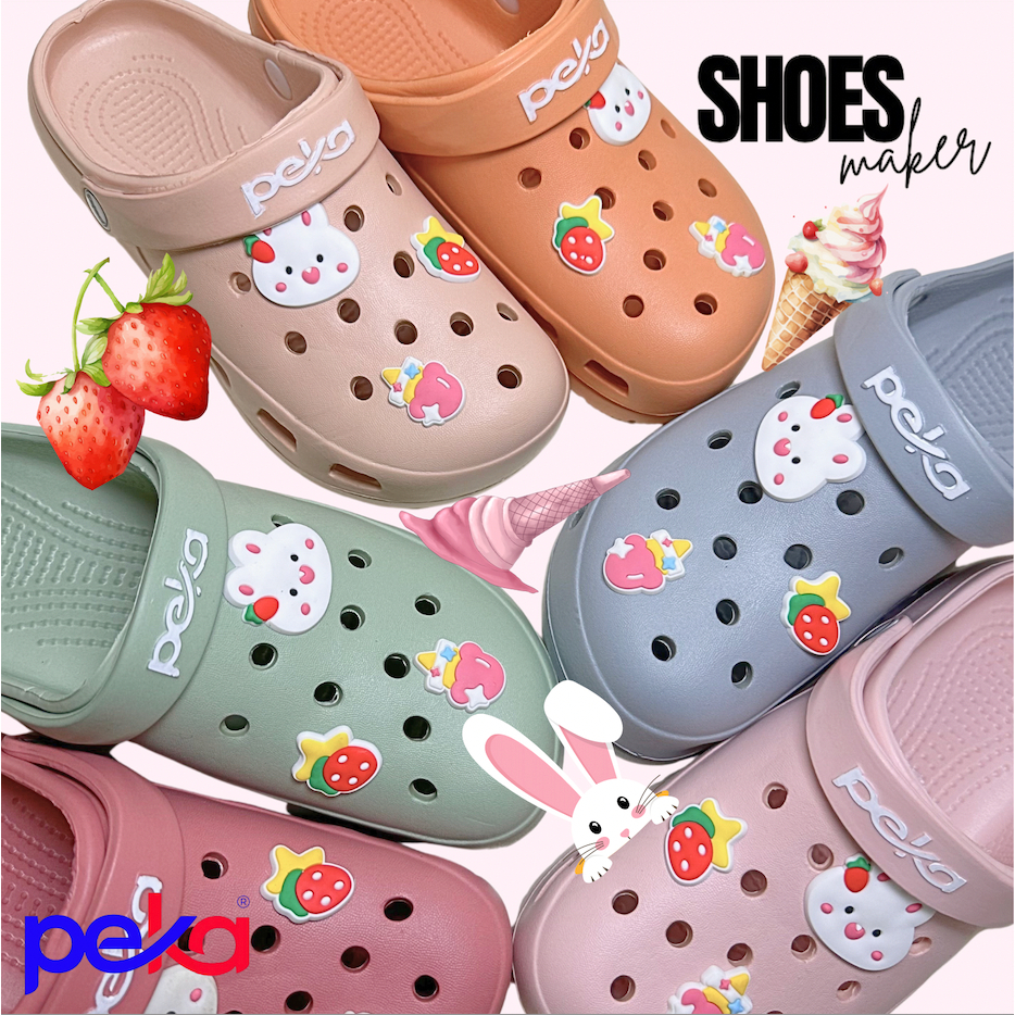 รองเท้าหัวโตผู้หญิง Peka PK933-W1 สี ชมพูอ่อน/เขียวอ่อน/เทาอ่อน/ส้มอ่อน/พีช/แดงทับทิม (36-40)