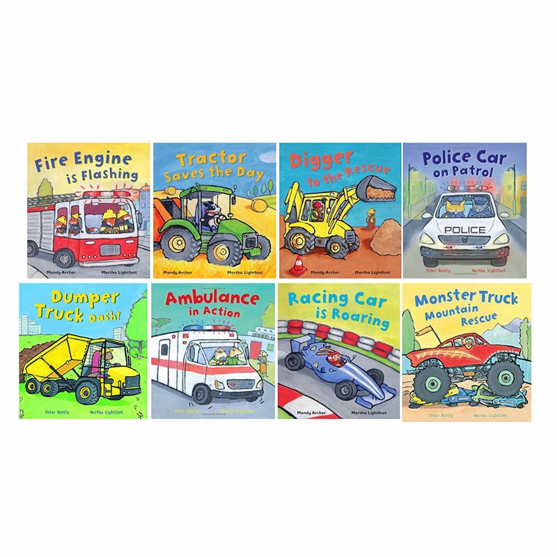 หนังสือนิทานเรื่องยานพาหนะ Busy Wheels Box Set 8 เล่ม ฝึกภาษาอังกฤษสำหรับเด็ก Eng Books