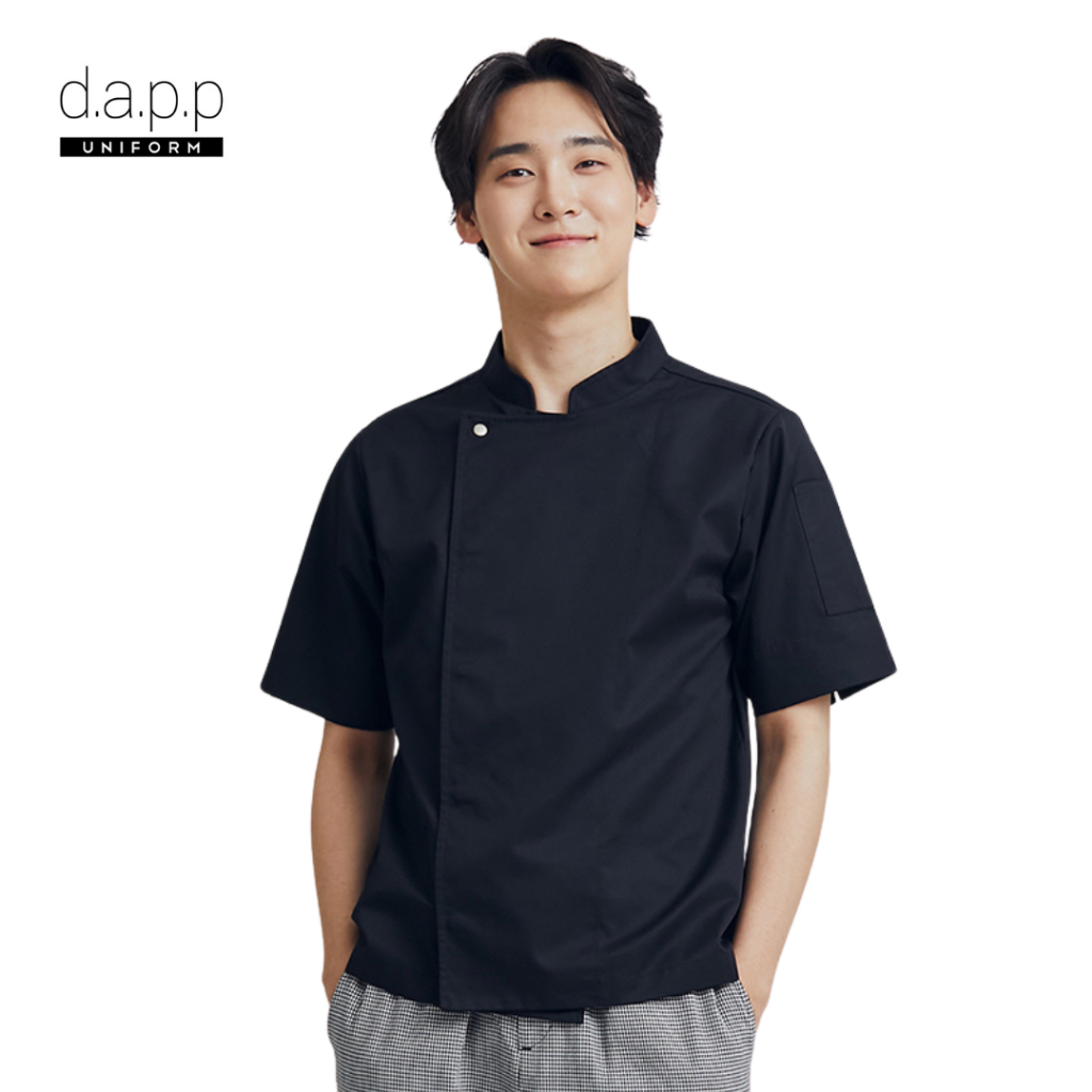 dapp Uniform เสื้อเชฟ แขนสั้น แบบติดกระดุม รุ่นแทมมี่ Tammy Shortsleeves Chef Jacket สีดำ (TJKB1113)