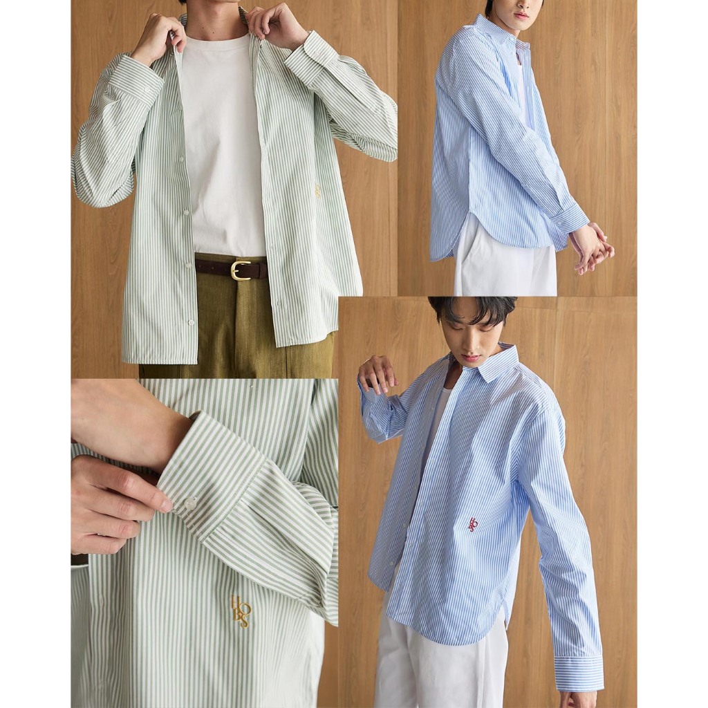 🔥ทักแชทรับโค้ดลดเพิ่ม Curve Stripe Oversized Fit Shirt Hob Studios