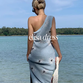 ICEBLINK | Elisa dress🩵 เดรสลูกคุณ งานปาดไหล่ลายดอกไม้มาในโทนสีฟ้าอ่อน ผ้านิ่มมาก