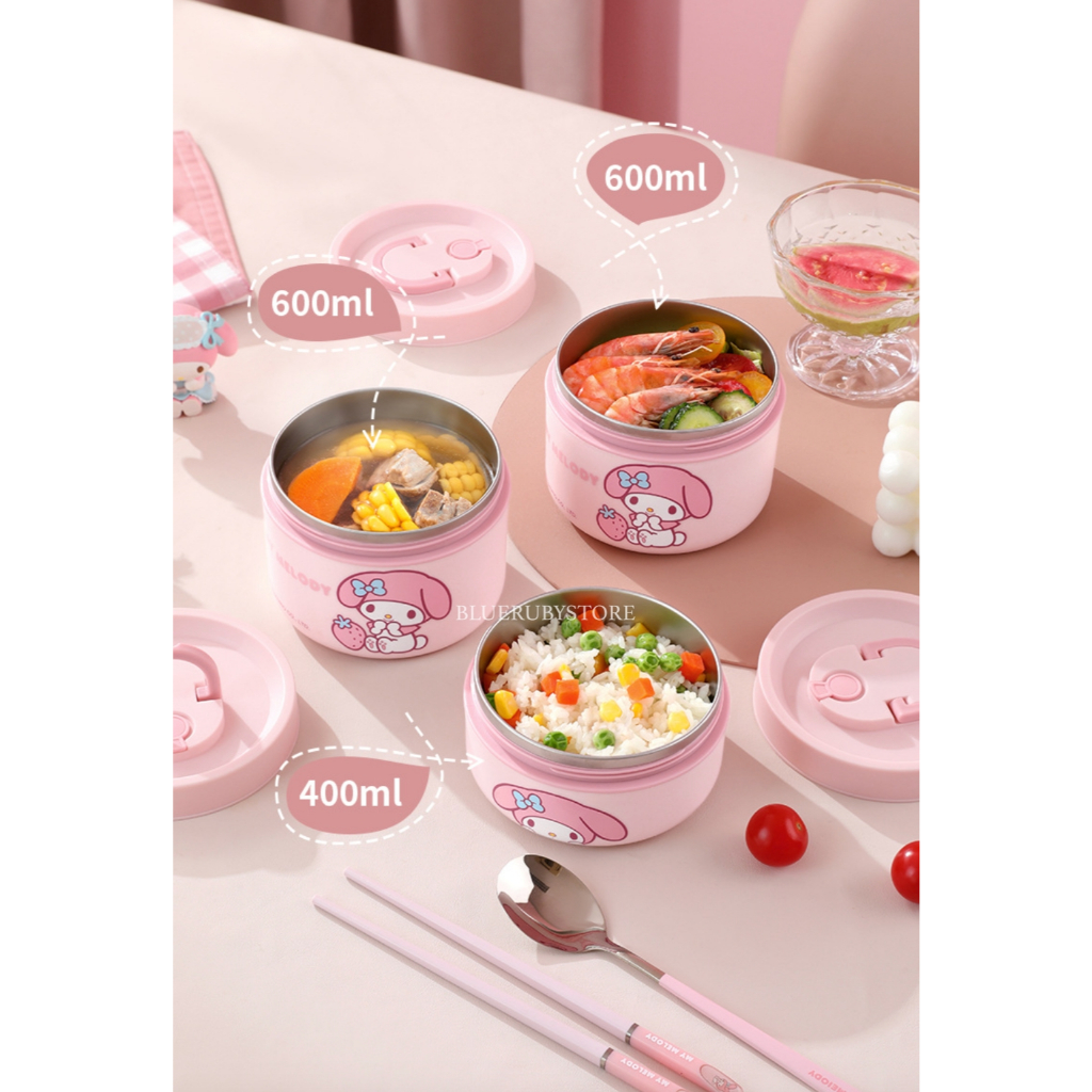 พร้อมส่ง💕 Sanrio กล่องข้าวเก็บความร้อน เข้าไมโครเวฟได้ ปิ่นโตใส่อาหาร สแตนเลส304 ลายการ์ตูน