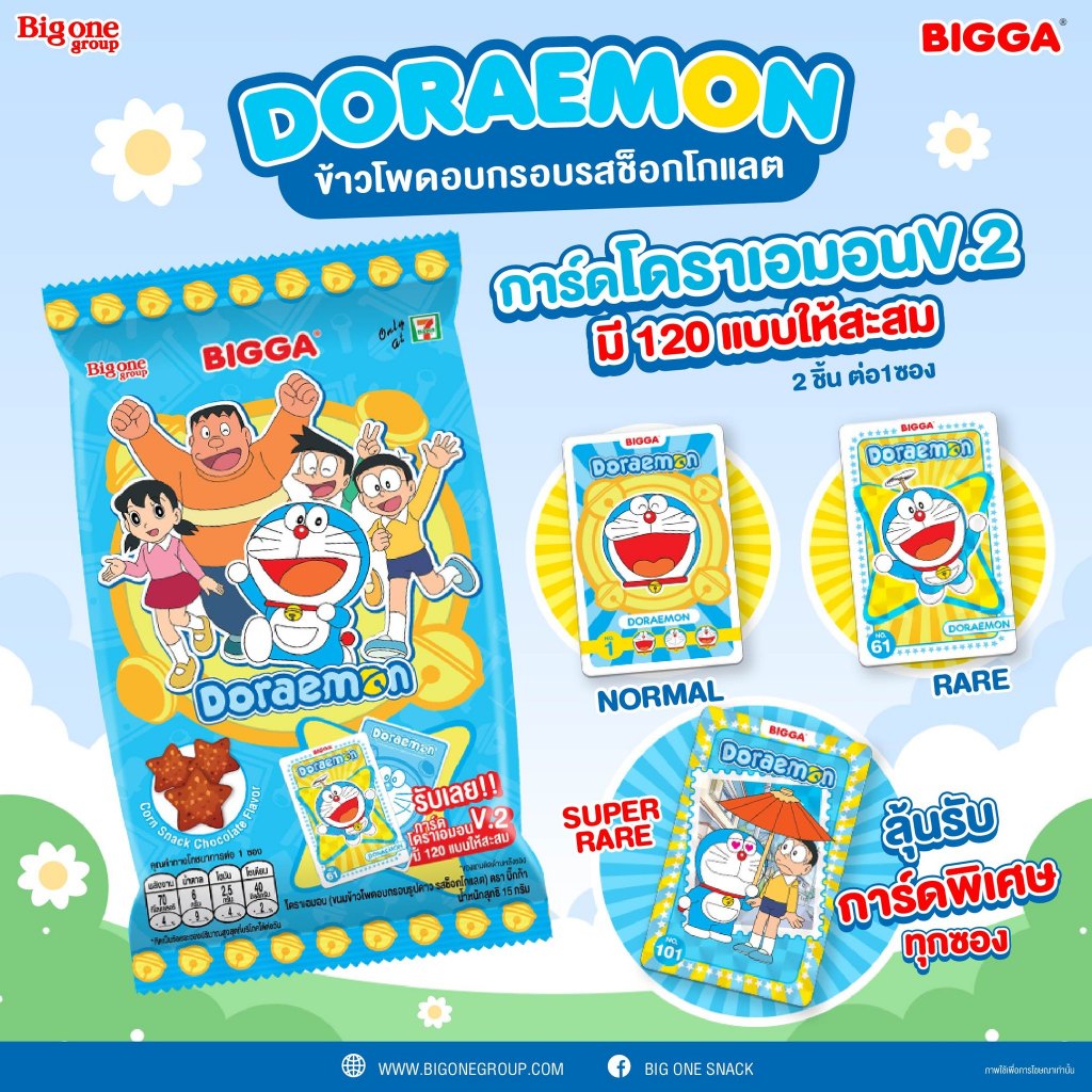 Bigga​ การ์ดพลาสติกโดราเอม่อน V.2 ระดับ SR (Super Rare) หมายเลข 101 - 120 ใส่ซองกันรอยทุกใบ