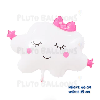 [ร้านไทย] - 🎈ลูกโป่งก้อนเมฆหน้ายิ้มใบใหญ่ 4 สี [ขาว ฟ้า ชมพู ม่วง]🎈