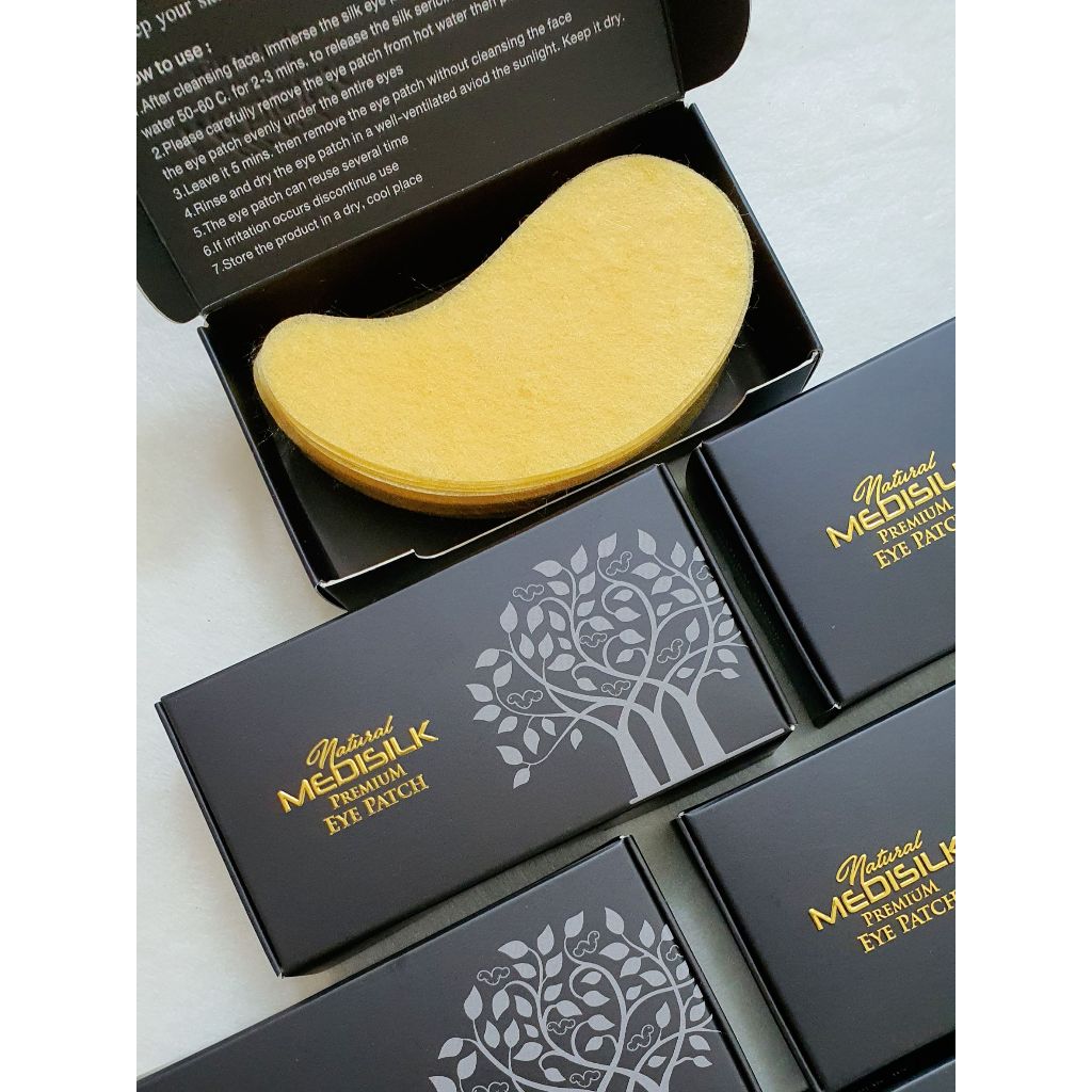 แผ่นมาส์กใต้ตาใยไหมทองคำ แพค 60 ชิ้น 100% Reusable Natural Thai Golden Dry Silk Eye Patch 60 pcs.