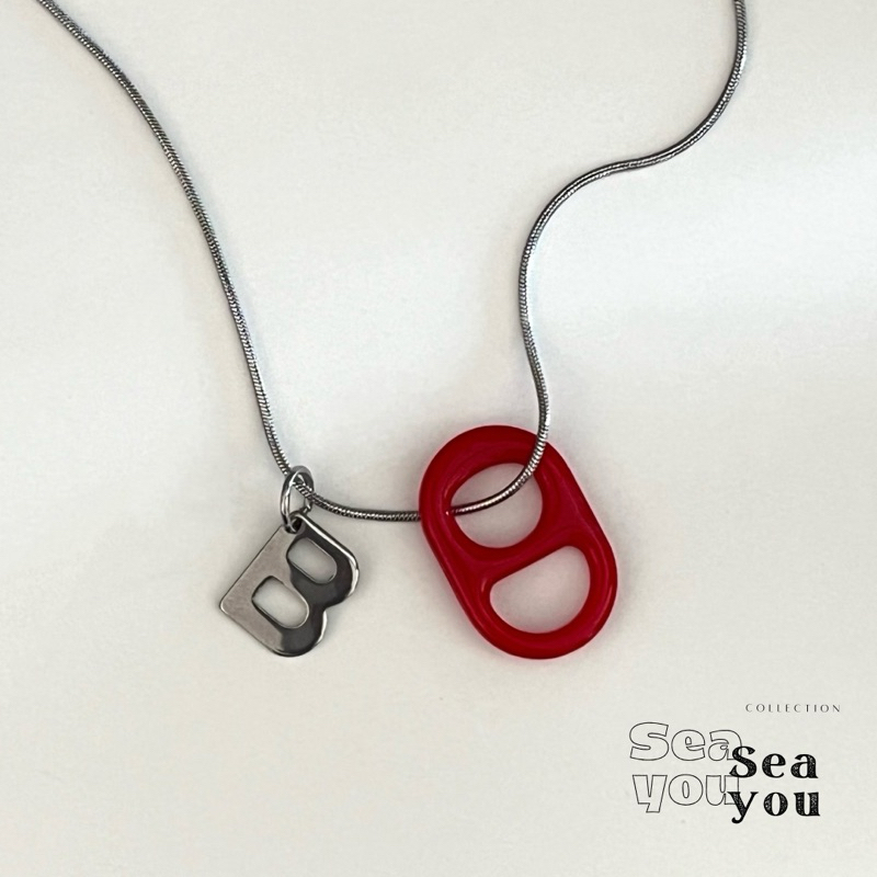 [New❣️]สร้อยคอสแตนเลส อักษรน่ารัก จี้ฝากระป๋อง🧃🧤🫧