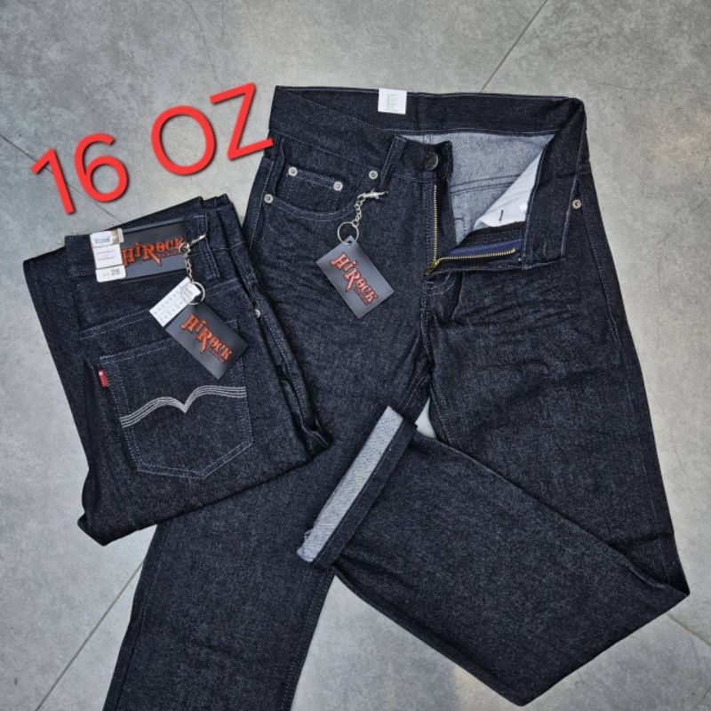 Hirock​ กางเกงยีนส์ปั้นเฟด(ผ้าดิบ)​16oz.​แถมป้ายห้อยพร้อมตะขอ