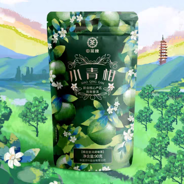 CHINA TEA - Zhong Cha จงฉา | ชาผู่เอ่อร์สุกในลูกส้ม Xiao Qing Gan Puer Tea 小青柑 ปี 2023 90 กรัม