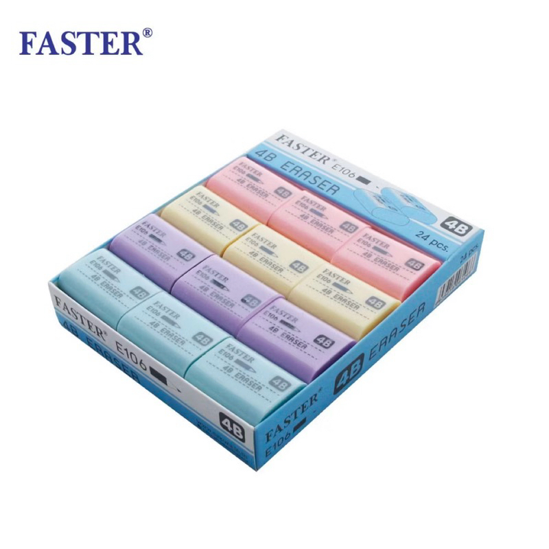 ”FASTER“ ยางลบดินสอ (4B) E106 (กล่อง/24 ก้อน)