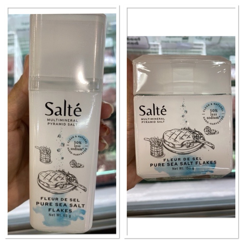 เกล็ดดอกเกลือทะเล บริโภคไม่เสริมไอโอดีน ตรา ซอลท์เต้ 65g. Salt ’e Pure Sea Salt Flakes