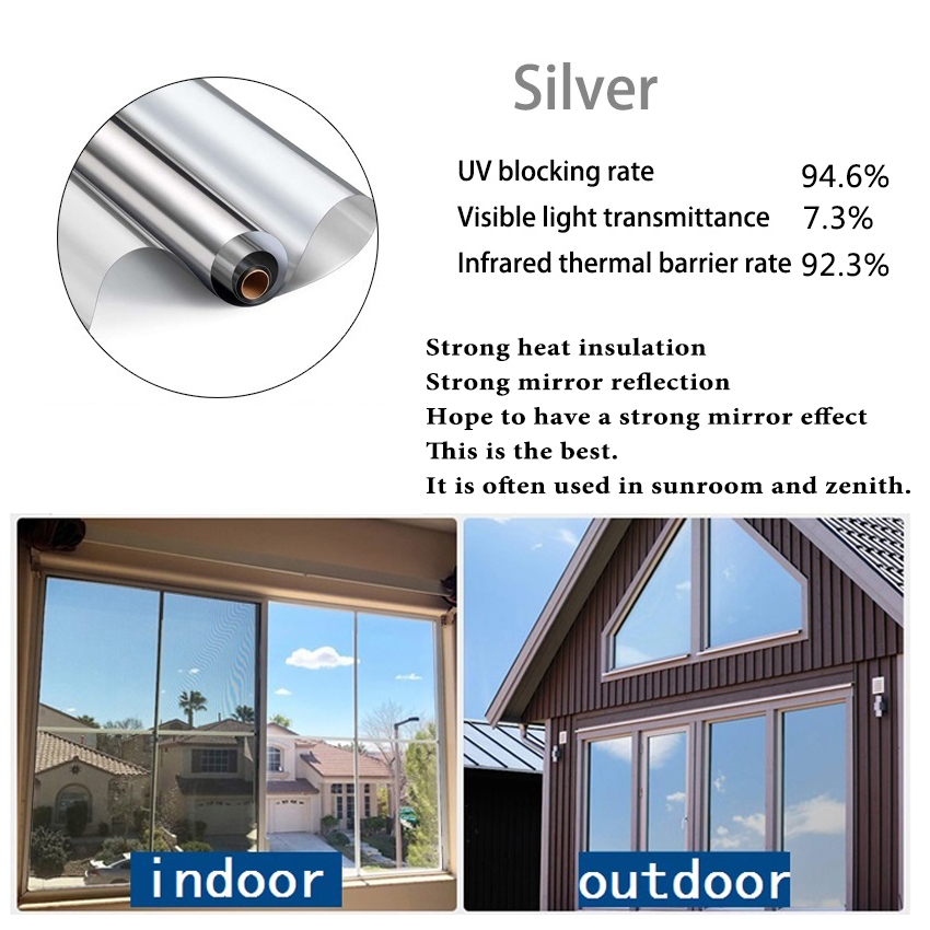 Silver Window Film สีเงิน ฟิล์มอาคาร ฟิล์มปรอท ฟิล์มกรองแสง ฟิล์มติดกระจก (ราคาต่อเมตร)