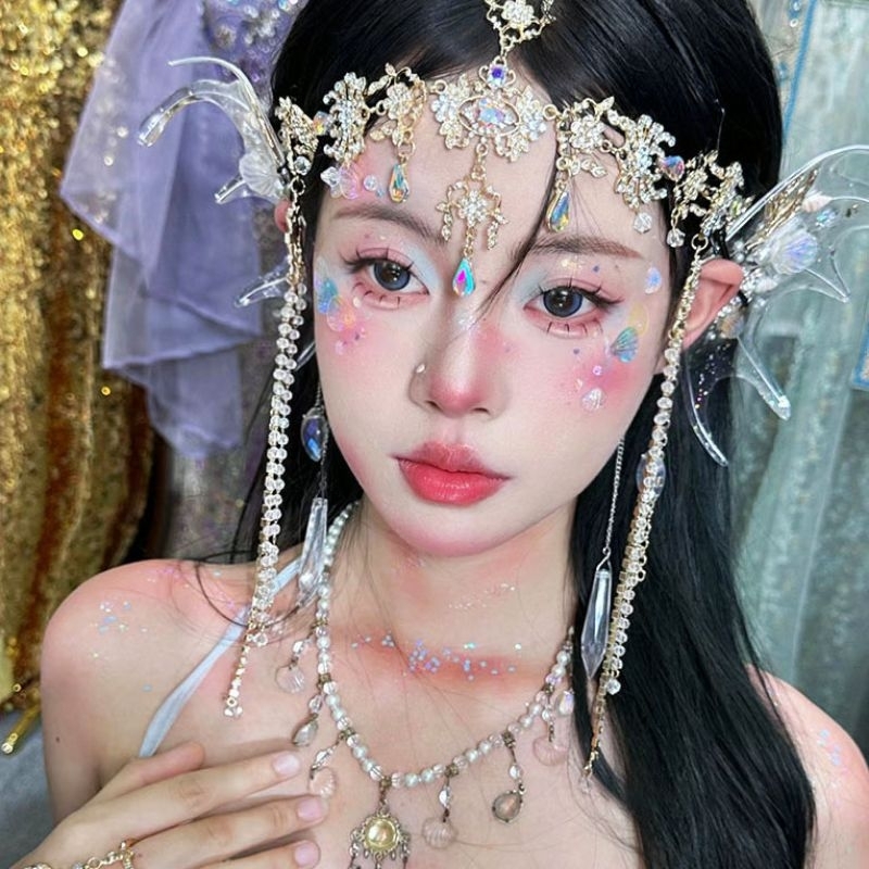 F5/5 HB-32ทอง พร้อมส่งในไทย สร้อยแต่งผมเจ้าสาว เจ้าหญิง สวยอลังการมากๆงานดี  สินค้าสต็อคในไทยพร้อมส่ง - รูปที่ 5