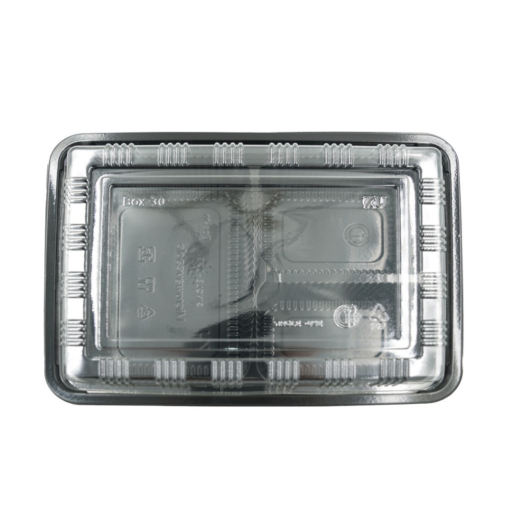 KU Pack กล่องพลาสติกใส่อาหาร 3 ช่อง สีดำ รุ่น BOX30 ขนาด 750 ml. (25 ชิ้น/แพค) - รูปที่ 2