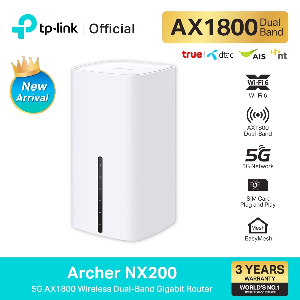 TP-Link Archer NX200 ใหม่! เราเตอร์ใส่ซิม 5G/LTE AX1800 Wireless Dual-Band Gigabit Router รองรับ EasyMesh ประกัน 3 ปี
