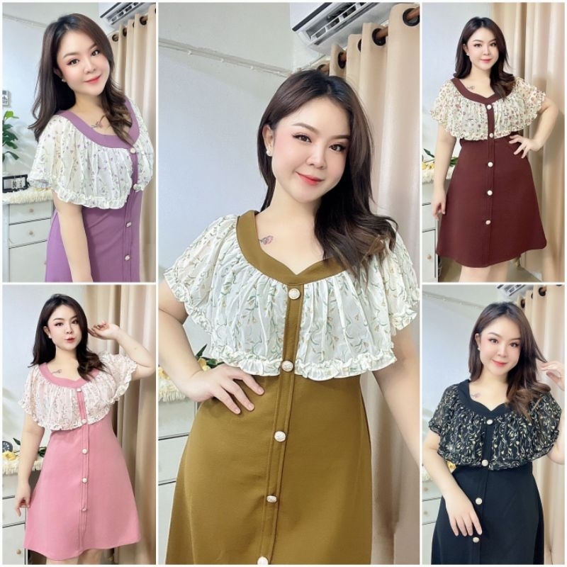 (พร้อมส่ง ) ชุดสาวอวบ ผ้าไม่ต้องรีด อก40-44นิ้ว/เอว34-42นิ้ว/สะโพก46-50นิ้ว/ ชุดคนอ้วน เสื้อผ้าไซส์ใหญ่