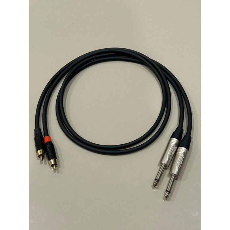 สายแจ๊คTSโมโน-RCAแบบชุด2เส้นทำจากสายชีลสเตอริโอDynacomหัวแจ๊คของLidgeหัวRCAของwiremanทองเหลืองแท้100%