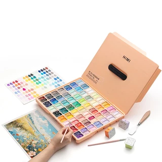 MIYA Himi 112สี×12 กรัม ถ้วยคู่ ผงน้ำชุดสี ถ้วยเยลลี่เลือกหลายสี สีน้ำและโปสเตอร์ ปลอดสารพิษสีสันสดใส เคสแบบพกพา Gouache