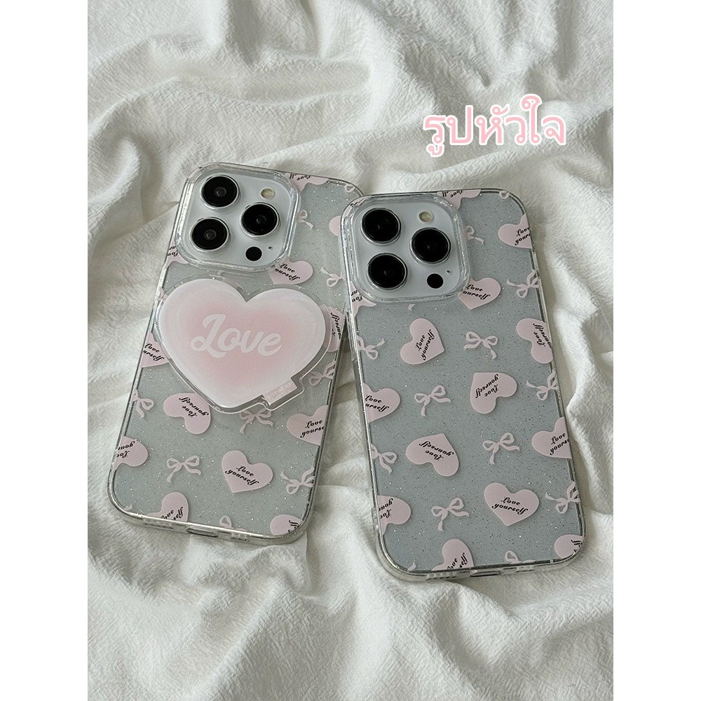 จัดส่ง24ชม for iPhone 15/14/13/12/11 Pro max case เคสไอโฟน11 แฟชั่น บางเบาพกพาง่าย รูปหัวใจ griptok โปร่งใส case