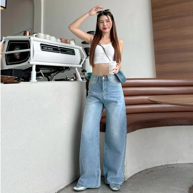 กางเกงยีนส์เอวสูง ทรงลิซ่า กระบอกใหญ่ ทรงสวย ใส่ สบาย แมทง่าย ใส่ได้ทุกลุค thumbnail 6