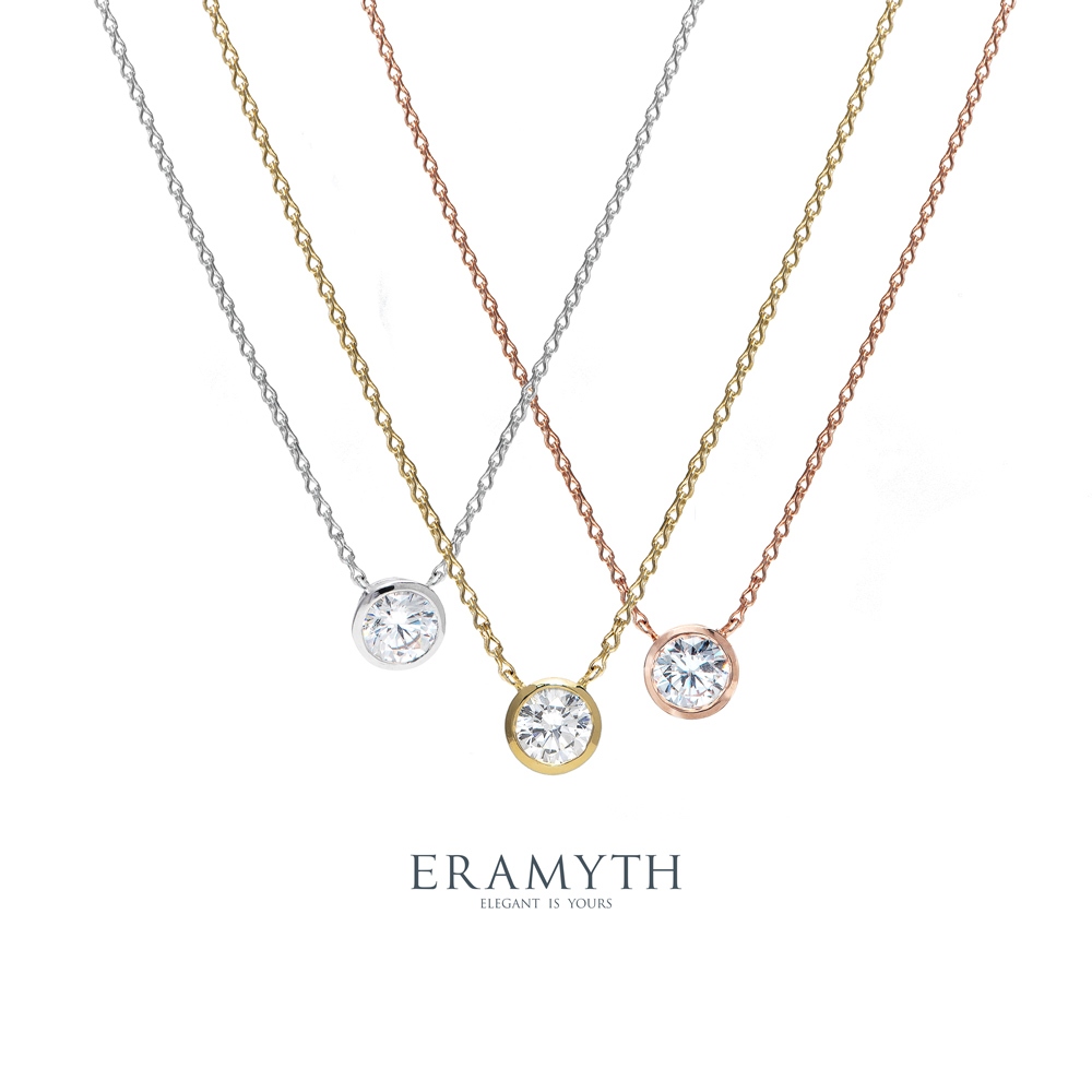 Eramyth Jewelry: สร้อยคอพร้อมจี้ เพชรสวิสCZ กลม 6 mm ตัวเรือนเงินแท้925 รหัส SJ-0127-R01 (พร้อมส่ง)