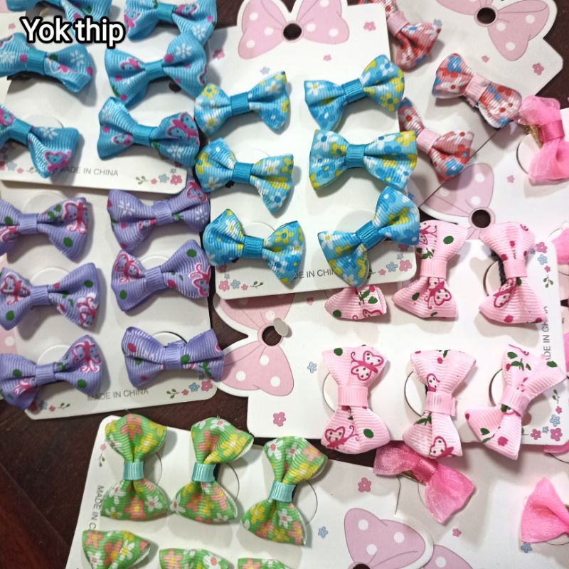 โบว์จิ๋ว กิ๊ฟติดผม (ยกโหล12แผง) ผ้าดี สวยน่ารัก กิ๊บหนีบ โบว์ติดผม เครื่องประดับผม เด็กผู้หญิง กิ๊บเล็ก