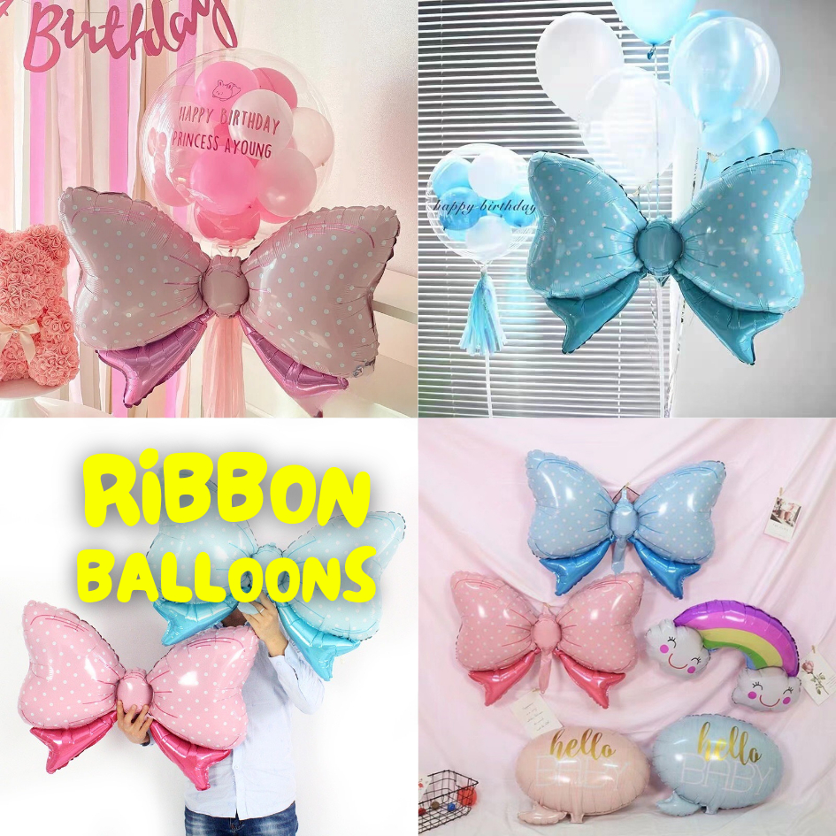 [ร้านไทย] -  🎀 ลูกโป่งฟอยล์โบว์ขนาดใหญ่ 2 สี [สีฟ้า สีชมพู] 🎀