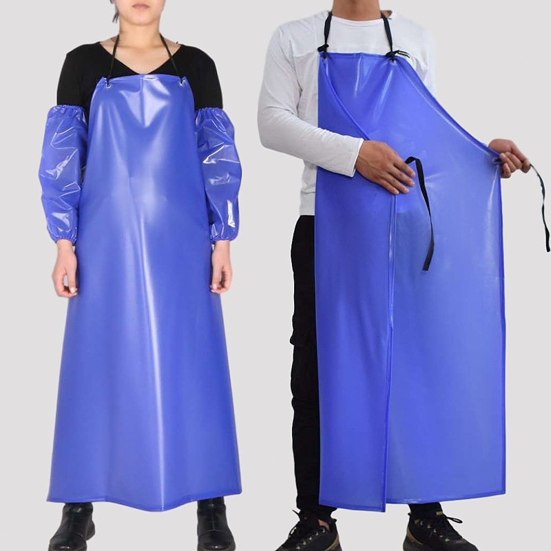 PVC ผ้ากันเปื้อน กันน้ำ Maxi สองด้านผ้ากันเปื้อนกันน้ำมัน ผ้ากันเปื้อนสีม่วง 120x80cm
