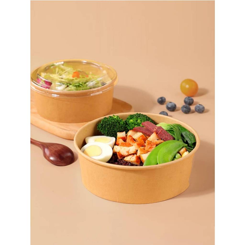 ถูกสุด!! ถ้วยกระดาษคราฟ 750 ML, 1,000ML 25ชุด/แถว พร้อมฝาใส ไม่เกิดฝ้าไอน้ำ - รูปที่ 3