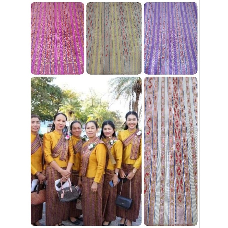 ผ้าไหมทอลายสาเกตไม่มีเชิงเนื้อมันวาวมีประกายน้ำหนักเบาขนาด2หลายังไม่เย็บผืน