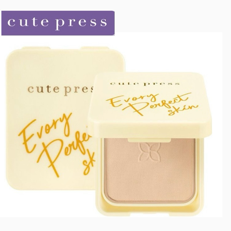 (ตลับจริง)มีถาดรองพัฟ แป้งคิวเพรส CUTE PRESS แป้งผสมรองพื้น อิเวอรี่ เพอร์เฟคสกิน พลัส วิตามิน อี EVORY PERFECT SKIN