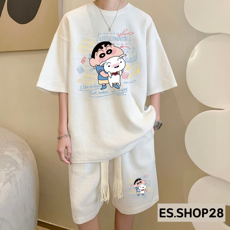 ชุดเซตขาสั้นผู้ชาย ES.SHOP28 ชุดผู้ชาย เสื้อผ้าผู้ชาย แฟชั่น สไตล์เกาหลี ผ้าวาฟเฟิล M-3XL SH60