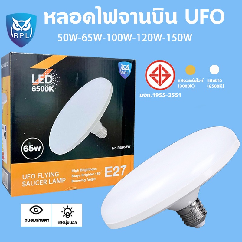 หลอดไฟ LED หลอดไฟจานบิน ไฟเพดาน ไฟ LED หลอดไฟ UFO หลอดไฟอัจฉริยะ ใช้กับขั้ว E27 สว่าง ทนทาน ไฟแสงสีขาว หลอดไฟกลม