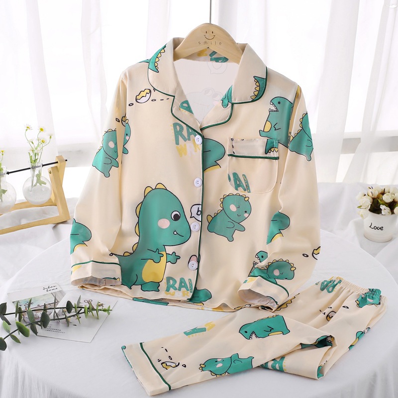 SALE ชุดนอนเด็ก แขนยาว ขายาว ชุดนอนเด็ก 4-10 ขวบ ผ้า cotton และซาติน ใส่สบาย ชุดนอนเด็กชาย ชุดนอนเด็กผู้หญิง
