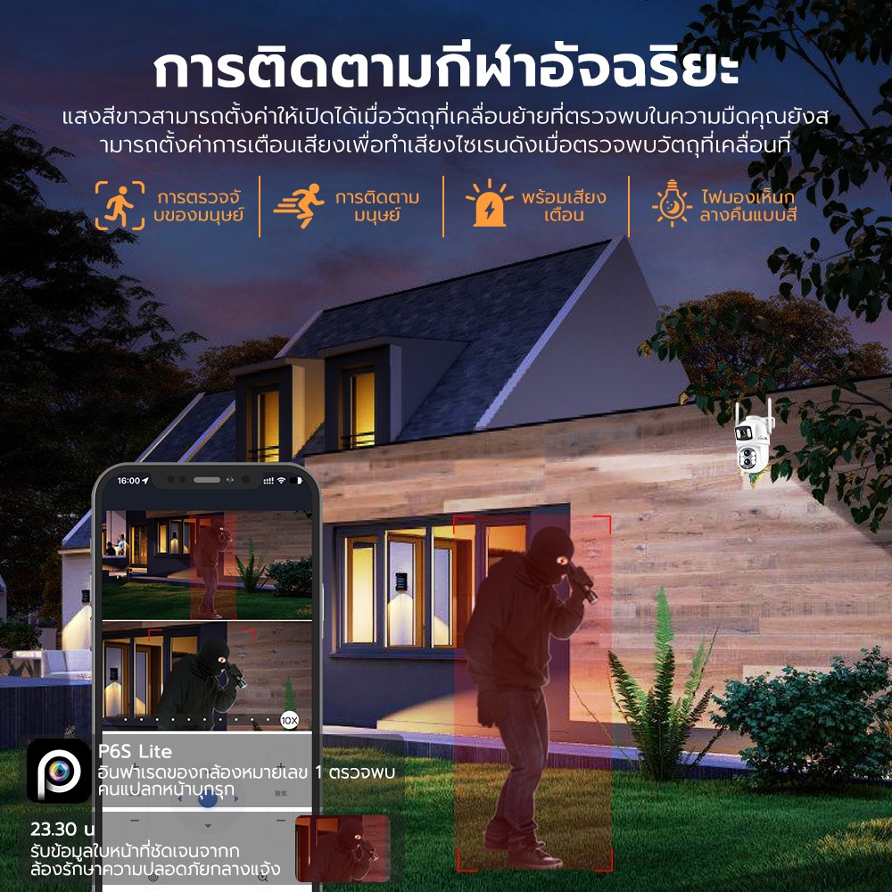 กล้องวงจรปิด 4K IP Camera กล้องวงจรปิด360 กันน้ํา เสียงสองทาง กล้องไวไฟไร้สาย ซูม10เท่าแท้จริง