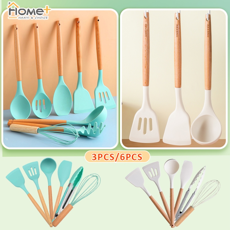 ตะหลิวซิลิโคน ไม้พายซิลิโคน Kitchen set ทัพพี ที่คีบอาหาร ทนอุณหภูมิสูง ซิลิโคน ป้องกันไม่ให้ผิวกระทะเกิดรอยขีดข่วน