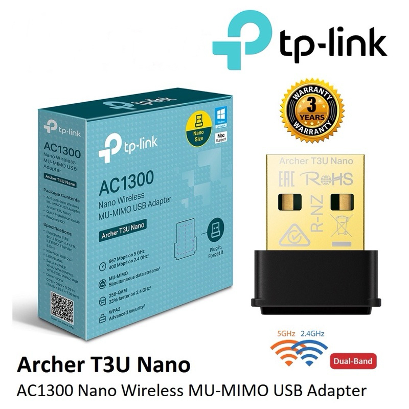 TP-LINK (Archer T3U Nano) AC1300 Nano Wireless MU-MIMO USB Adapter