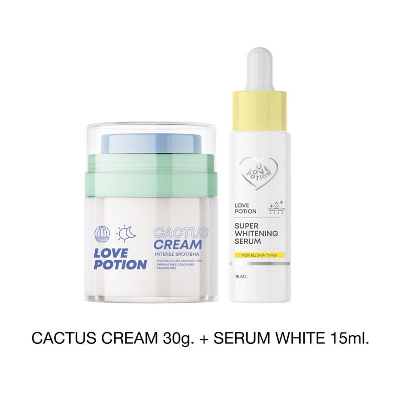 [ พร้อมส่ง ] CACTUS CREAM + SERUM WHITENING เซตบำรุงผิวหน้าให้ขาวกระจ่างใส ลดรอยสิว ลดความมัน เติมความชุ่มชื้นให้ผิว