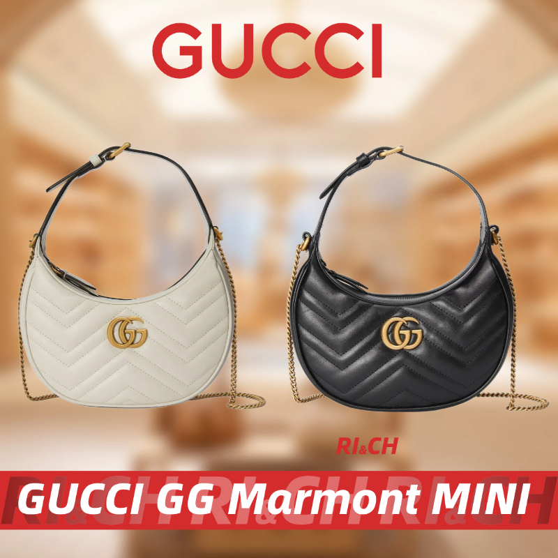 GUCCI GG MARMONT HALF-MOON-SHAPED MINI BAG #Rich ราคาถูกที่สุดใน Shopee แท้💯