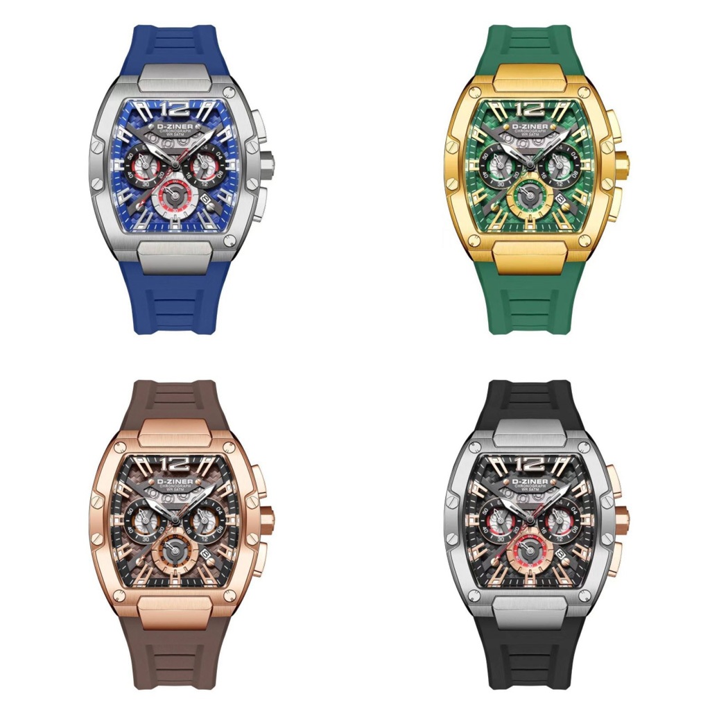 นาฬิกาแบรนด์  D-Ziner แท้ กันน้ำ นาฬิกาแถมพร้อมกล่องแบรนด์ หน้าจอแสดงผล 2 ระบบ