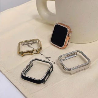 เพชรเงานาฬิกากรอบป้องกันสำหรับ iWatch s11 10 9 8 7 6 5 4 3 2 1SE นาฬิกาป้องกันกรณี Ultra49mm46mm45mm44mm42mm41mm40mm38mm