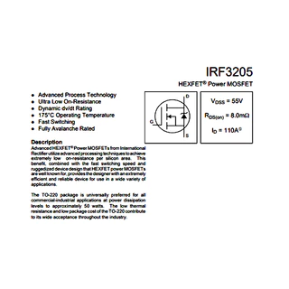 IRF3205 IRF3205PBF 55V 110A TO-220 HEXFET Power MOSFET N-Channel 3205 55V/110A TO-220