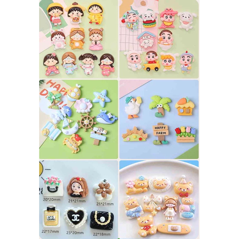 F002 เรซิ่นรวมแบบ ลายน่ารักๆ 3D (เรซิ่นเปล่า ไม่แถมตัวติด) งานเคลือบเงา ตกแต่งงาน DIY งานฝีมือ ส่งจากไทย