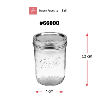 66000 Ball Mason Jar Wide Mouth Pint Jar 16 oz ขวดโหลแก้วบอลล์ ปากกว้าง พร้อมฝา 16 ออนซ์ แก้วถนอมอาหาร