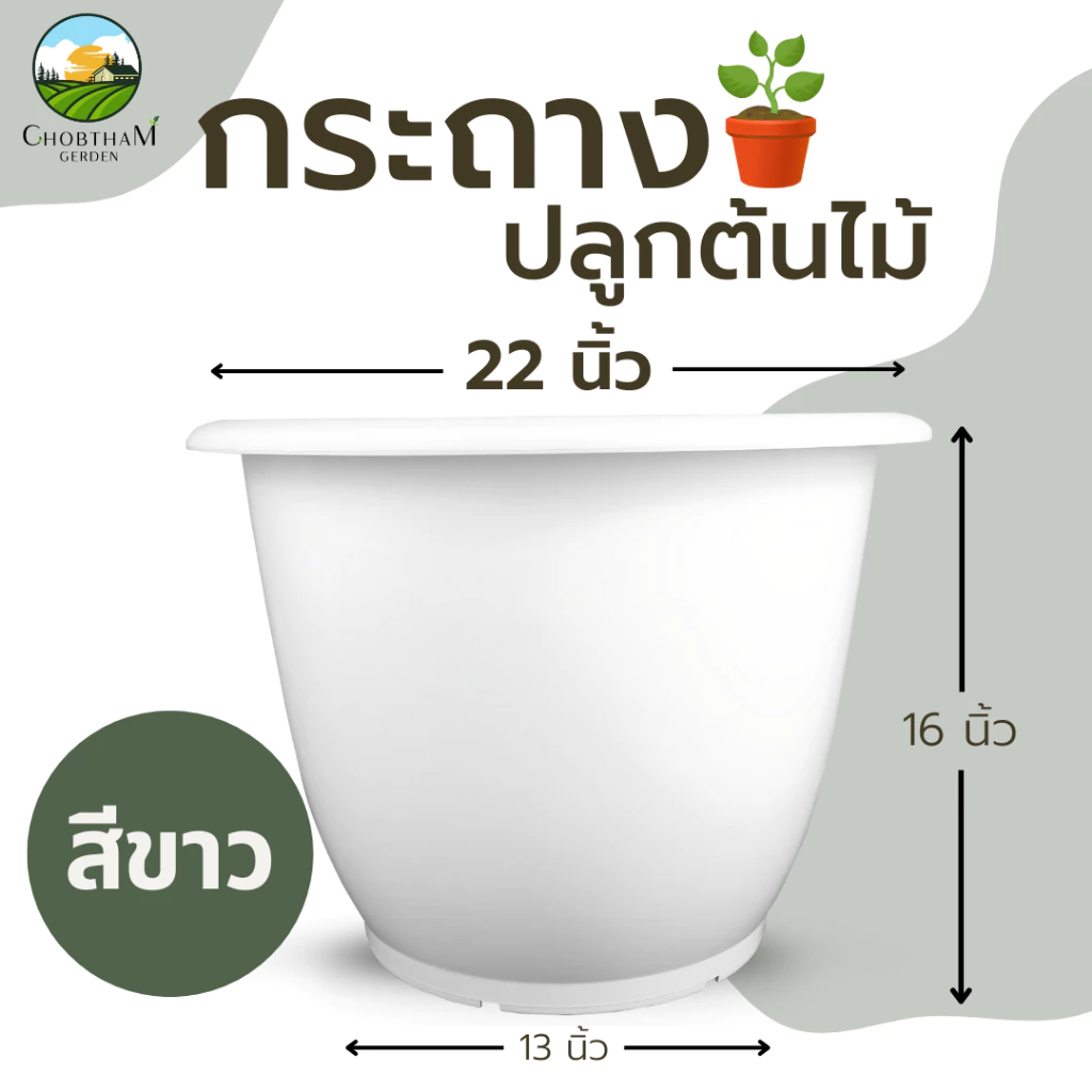 กระถางปลูกต้นไม้ 22 นิ้ว (ทรงสูง) กระถางพลาสติก อ่างเลี้ยงปลา เลี้ยงบัว มีหลายสีให้เลือก