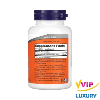 exp.07/2029 กาบา NOW Foods GABA 750 mg 100 Veg Capsules